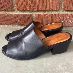 Madewell Black Leather Eller Peep Toe Mule